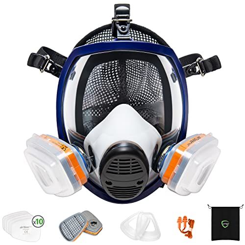 AirGearPro G-750 Full Face Respirator Mask with A1P2 Filter, Anti-Dust | Mask Ideal for Painting, Woodworking, Construction, Sanding, Spraying, DIY etc