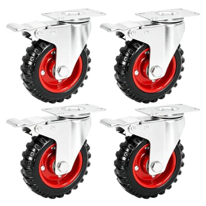 5 Inch Heavy Duty Swivel Caster Wheels 4 Pack with Total Lock Brakes