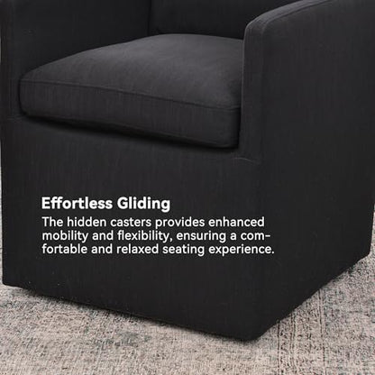 KINWELL 25" Wide No Assembly Dining Chairs with Casters Set of 2 - color: Black