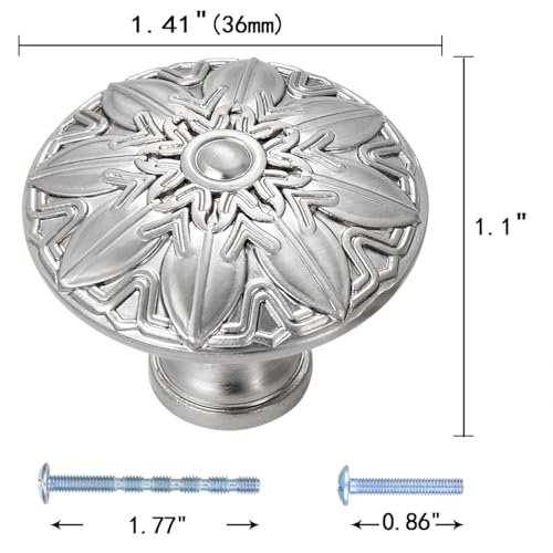 10Pcs Round Cabinet Knobs 1.4 Inch Brushed Nickel Knobs for Kitchen Drawers - color: Brushed Nickel, size: Dia 1.4 inch