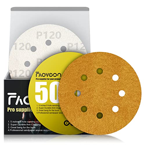 5 Inch Sanding Discs Hook and Loop | 120 Grit Sandpaper | Orbital Sander Pads | Sand Paper for Automotive and Woodworking | 50 Pack - style: 120 Grit