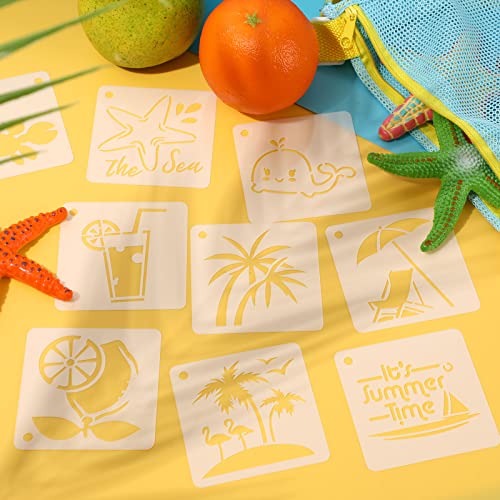 Augshy 56 Pack Summer Stencils for Painting, 3 Inch Beach Crafts Template - style: Hawaii