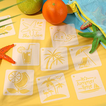 Augshy 56 Pack Summer Stencils for Painting, 3 Inch Beach Crafts Template - style: Hawaii