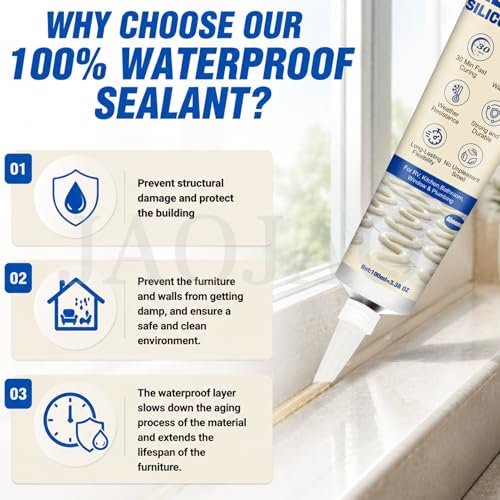 JAOJAO Almond Caulk, Waterproof, Shrink & Crack Proof Caulking - color: Almond, size: 100ML
