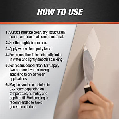 DAP Vinyl Spackling, White, 8 Oz (7079812130)