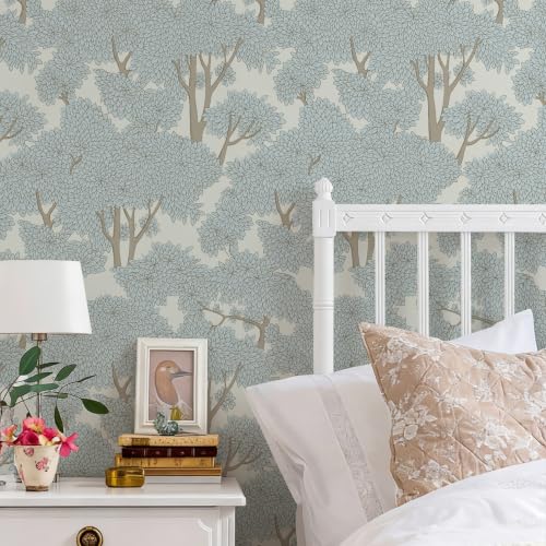 Tree Peel and Stick Wallpaper 17.7" x 1200" Forest Jungle Wall Mural Waterproof Bathroom Stick on Wallpaper Contact Paper Mural - color: Light, size: 17.7in x 98.43ft