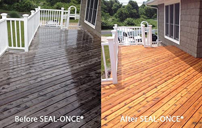 Seal-Once Nano+Poly Penetrating Wood Sealer with Polyurethane - Premium Waterproof Sealant -2 Gallon & Cedar - color: Cedar, size: 2 Gallon
