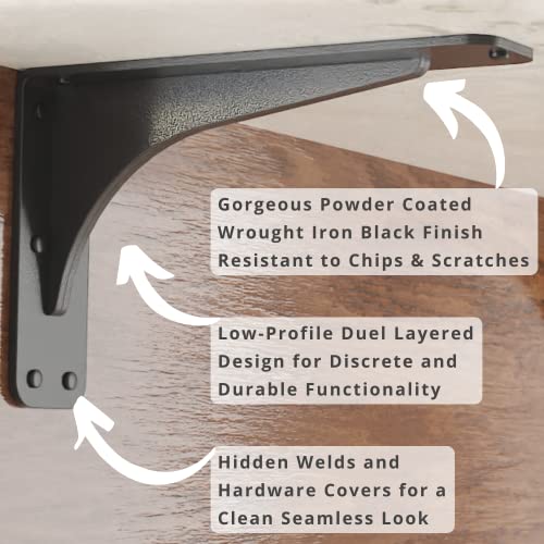 Starby Gladiator Series Solid Heavy Duty Welded 500 Lb Low Profile Granite Countertop Support Shelf Brackets Floating Shelf Discrete Slim 500 LB Capacity (2 Pack) (7" x 11" x 2.5") - size: 7" x 11" x 2.5"