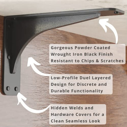 Starby Gladiator Series Solid Heavy Duty Welded 500 Lb Low Profile Granite Countertop Support Shelf Brackets Floating Shelf Discrete Slim 500 LB Capacity (2 Pack) (7" x 11" x 2.5") - size: 7" x 11" x 2.5"
