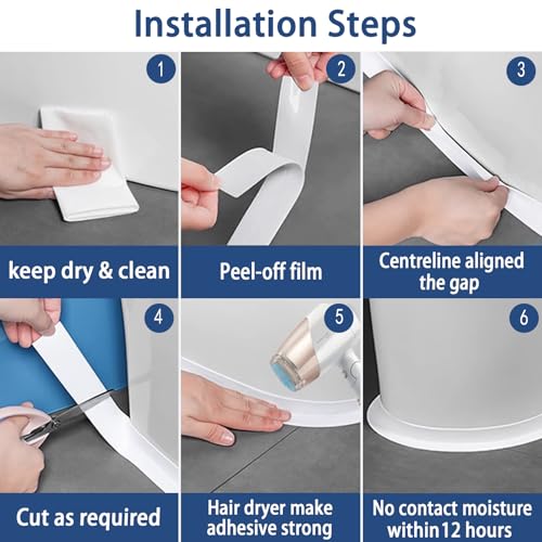 Caulk Tape Waterproof Self Adhesive, No Mess, No Tools Toilet Caulk Tape