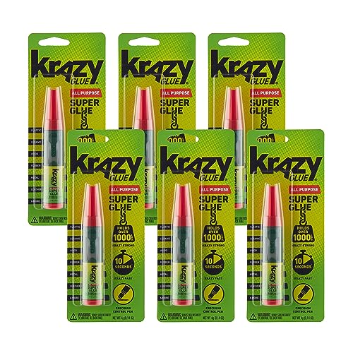 Krazy Glue All Purpose Precision Control Superglue Pen (4g), Clear, Fast-Drying Adhesive, One-Drop Applicator for Plastic, Ceramic, Wood, Rubber, Metal, Leather & More (6 Pack) - size: 6 Count