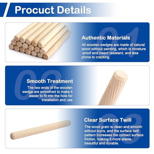 220Pcs Wooden Dowel Pin Assortment Kit, 4 Sizes(1/4", 5/16", 3/8") - size: Mix (6.35mm, 7.94mm, 9.53mm) - 4 Sizes