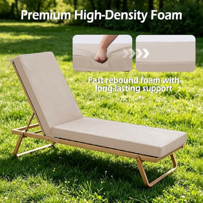 Chaise Lounge Cushions Outdoor, 72"x21"x3", Beige - color: Beige
