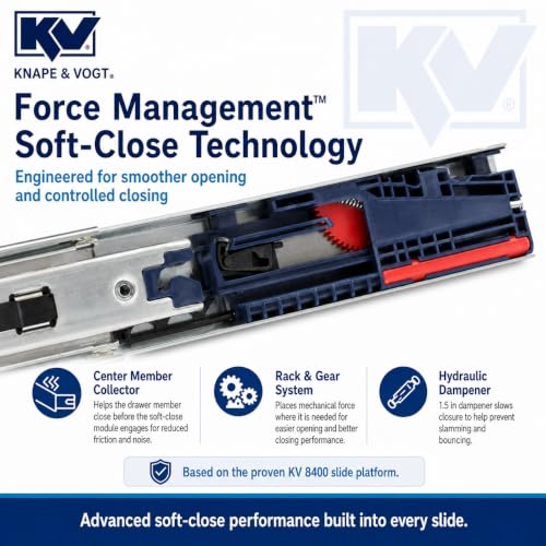 Knape & Vogt Side Mount Soft-Close Drawer Slide, Pair, Inch - size: 20 Inch