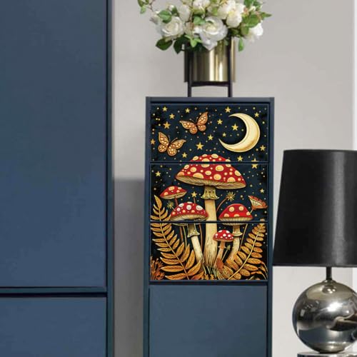 Peacoblue 3D Mushrooms Rub On Transfers for Furniture Craft 6"x12" - style: 3D Mushrooms