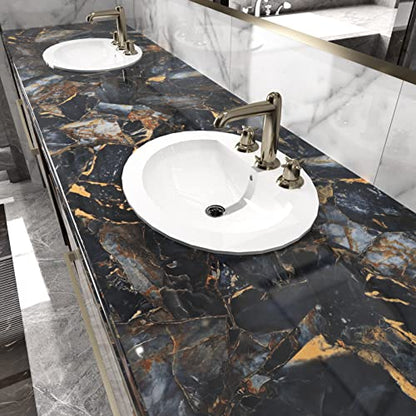 Marble Black Contact Paper Peel and Stick Countertops Gold Contact Paper Peel and Stick for Kitchen Backsplash Waterproof Black Wallpaper Vinyl Marble Shelf Liner Counter Top Wallpapers 24" x 394'' - size: 24" x 394"