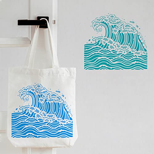 FINGERINSPIRE Sea Waves Drawing Painting Templates - 11.8x11.8 inch Plastic Square Reusable Stencils for Painting on Wood, Floor, Wall and Fabric - color: Sea Waves