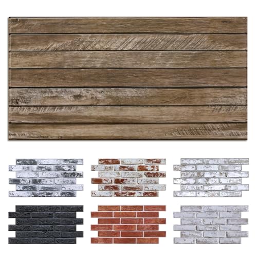 Commomy Faux Wood 3D Peel and Stick - 12 pcs of 22.8" x 11.8" Thin UrltraLight PVC Wall Covering Stickers Shiplap Textured Printable for Kitchen,Bedroom, Living Room,TV Background（Covers 22.48 sq.ft） - color: Large Wood-B