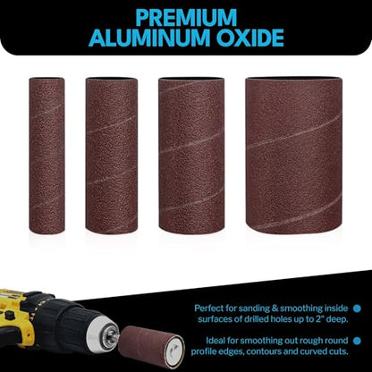 LINE10 Tools 12 Pack Spindle Sanding Sleeves, 2 Inch Long, 60, 80 and 120 Grit - size: 60-80-120 Grit, style: 12pc Sleeves Refill