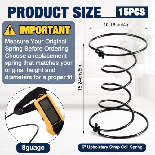 15 Pcs 6" Upholstery Strap Coil Springs Repair, 8 Gauge Wire - size: 8 Gauge