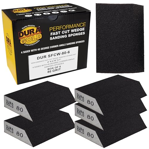 Dura-Gold 80 Grit 4-Sided Hand Sanding Block Sponges with Angled Edge, Box - style: 80 Grit