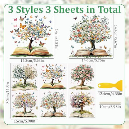 WANDIC 3 Sheets Rub on Transfer Stickers, Tree of Life Pattern Furniture Transfers Book Tree Butterfly Transfers Decal for Photo Albums Scrapbooking,15 * 30cm - color: Tree