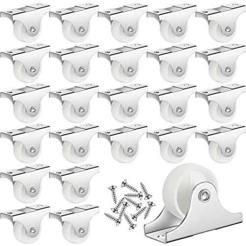 Maitys 24 Pcs Small Rigid Caster Wheels Metal Plate Screws,1 Inch,White - color: White, size: 1 Inch