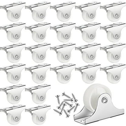 Maitys 24 Pcs Small Rigid Caster Wheels Metal Plate Screws,1 Inch,White - color: White, size: 1 Inch
