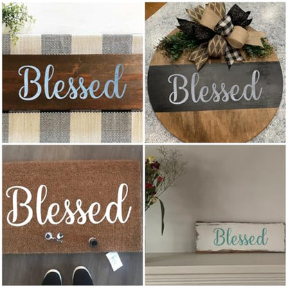Large Blessed Stencils for Painting - 6 Pack Blessed Stencil Templates for Painting on Wood, Reusable Letter Stencils for Chalkboard Wood Crafts Signs & Home Front Door Mat Decorations - style: Blessed