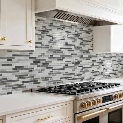 Art3d Linear Tile Peel and Stick Backsplash, 10-Sheet, Multi-Tone Gray - color: Multi-Tone Gray, size: 12 x 12 Inch