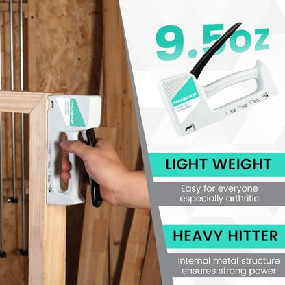 HAUSHOF Light Duty Staple Gun with 800-Count JT21 Staples & Stapler Remover - color: White