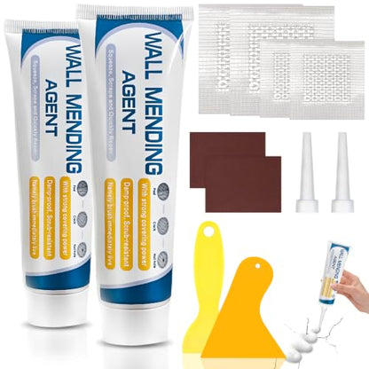 2 Pack Drywall Repair Kit, White Wall Mending Agent for Nail Holes, 100gx2