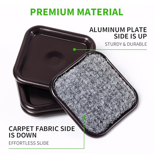 2 1/2" Square Carpet Bottom Furniture Caster Cups, Furniture Pads, 12 Pack - size: 2-1/2 Inch, 12 Pack