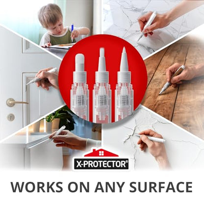 X-Protector Touch Up Paint Pen - 3 Refillable Pens with 3 Types of Brushes - style: Pack of 3, Refillable