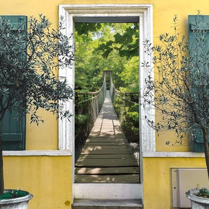 arricraft 2 Sheets Suspension Bridge Self-Adhesive Door Sticker, 31.5x78.7inch Bridge Pattern Door Murals Stickers PVC Removable Wallpaper Decoration for Bedrooms Living Room - style: Drawbridge