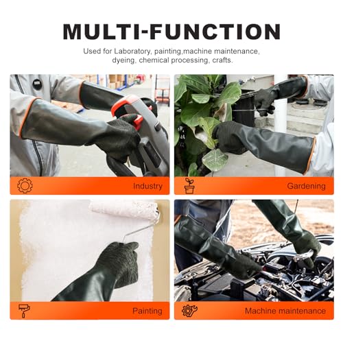 North Tower Heavy Duty Rubber Gloves, Industrial Gloves,Black （22in,1 pair） - size: 22”（1 pair）