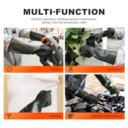 North Tower Heavy Duty Rubber Gloves, Industrial Gloves,Black （22in,1 pair） - size: 22”（1 pair）