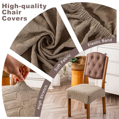 Genina Waterproof Chair Covers Set of 6,Dining Chair Cover,Khaki - color: Khaki-square Style, size: 6PCS