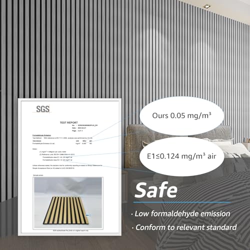 Art3d 4-Pack Fluted Acoustic Wood Slat Wall Panel, 107 x 8 Inch, Silver - color: Silver, size: 4pcs - 107＊8in.