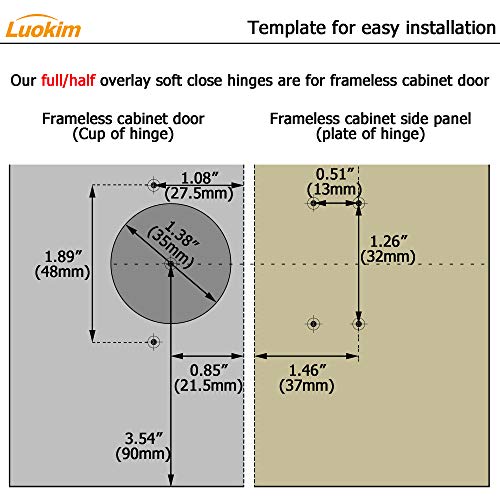 4Pcs Frameless Soft Close Half Overlay Cabinet Hinges - color: Half Overlay, size: 2 Pairs