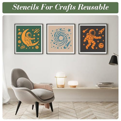 Space Astronaut Stencils for Crafts Reusable 20Pcs Stencils(5.9X5.9 in) - color: Space 1