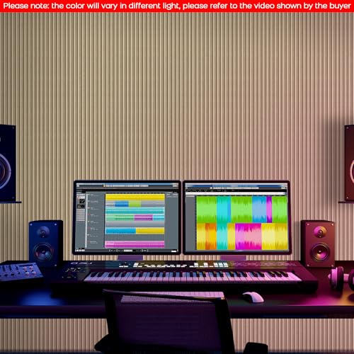 BUBOS 4-Pack Acoustic Panels 47.2"x23.6", Peel & Stick Sound Wall Panels - color: Camel