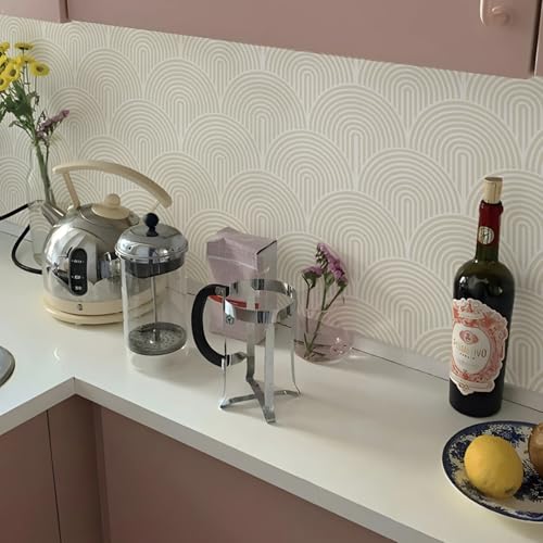 10Pcs Abstract Aesthetic Light Neutral Matte Wall Tile Sticker Transfer Peel and Stick, Self-Adhesive Vinyl Backsplsh Tile Decals for Kitchen - color: Light Beige, size: 7.87"×7.87"-10 Pcs