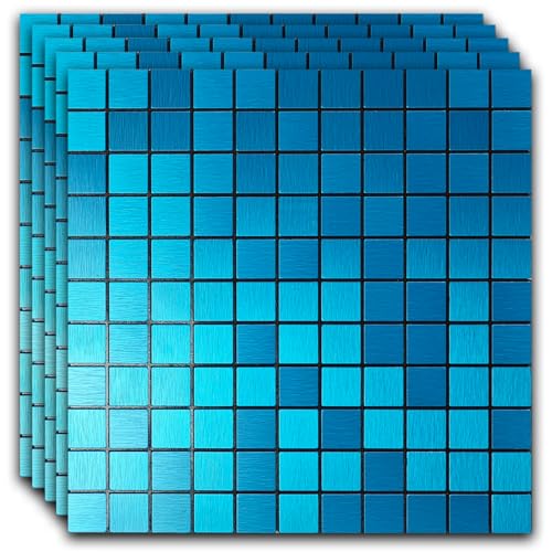 10pcs Waterproof Mosaic Wall Stickers, Blue - color: Blue