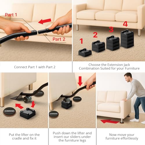 X-Protector Multi-Surface Furniture Sliders & Furniture Lifter Tool Set - size: Lifter + 4+4 Pack 5 in (Grey)