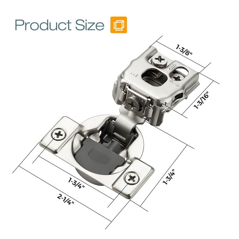HOME EDIT 1 Pair 1 Inch Overlay Soft Close Cabinet Hinges Door Hinges - size: 1 inch Overlay