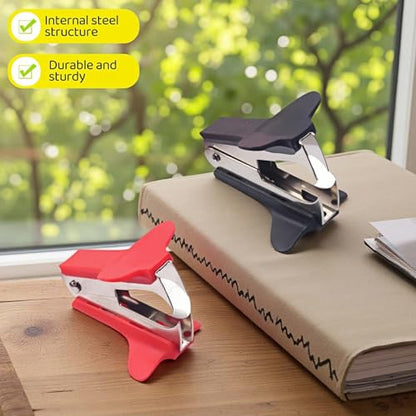 Staple Remover 2 Pack - Heavy Duty No Rip Design with Steel Teeth | Red & Black Set for Office, School, Bulletin Boards | Smooth Grip Puller