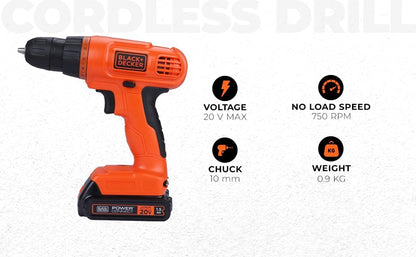 BLACK+DECKER 20V MAX Drill & Home Tool Kit, 34 Piece (BDCD120VA), Orange