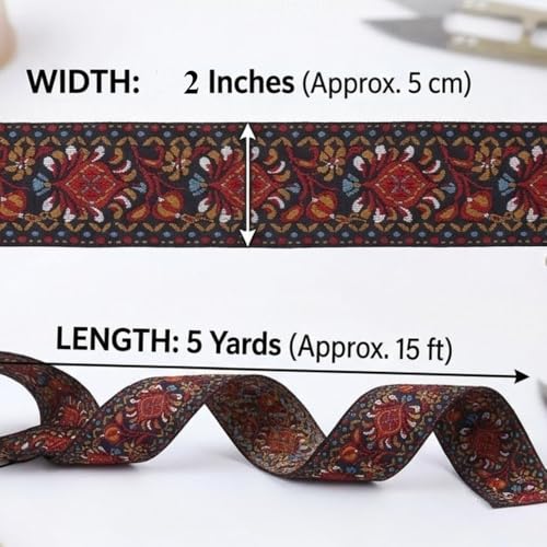 Vintage Jacquard Ribbon, 2-Inch Wide