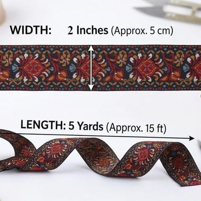 Vintage Jacquard Ribbon, 2-Inch Wide